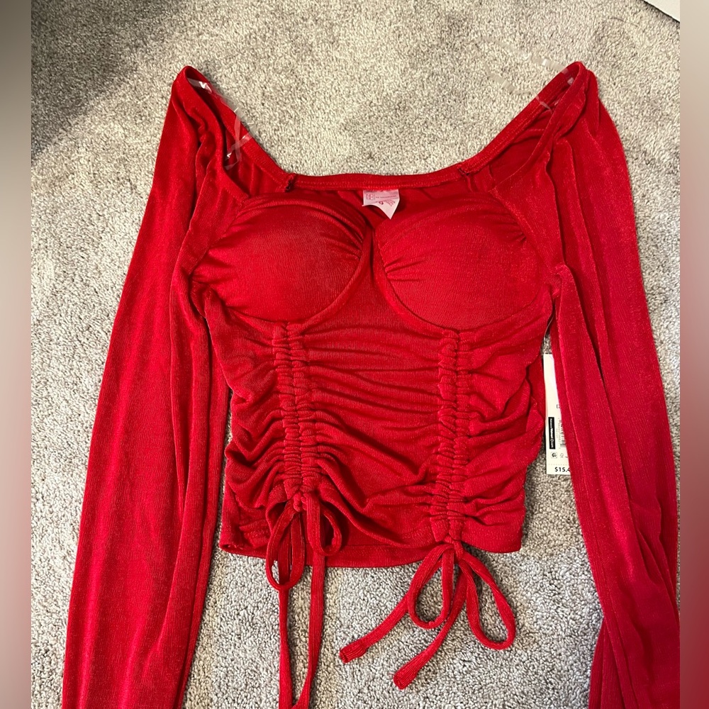 Long Sleeve Red Corset Top